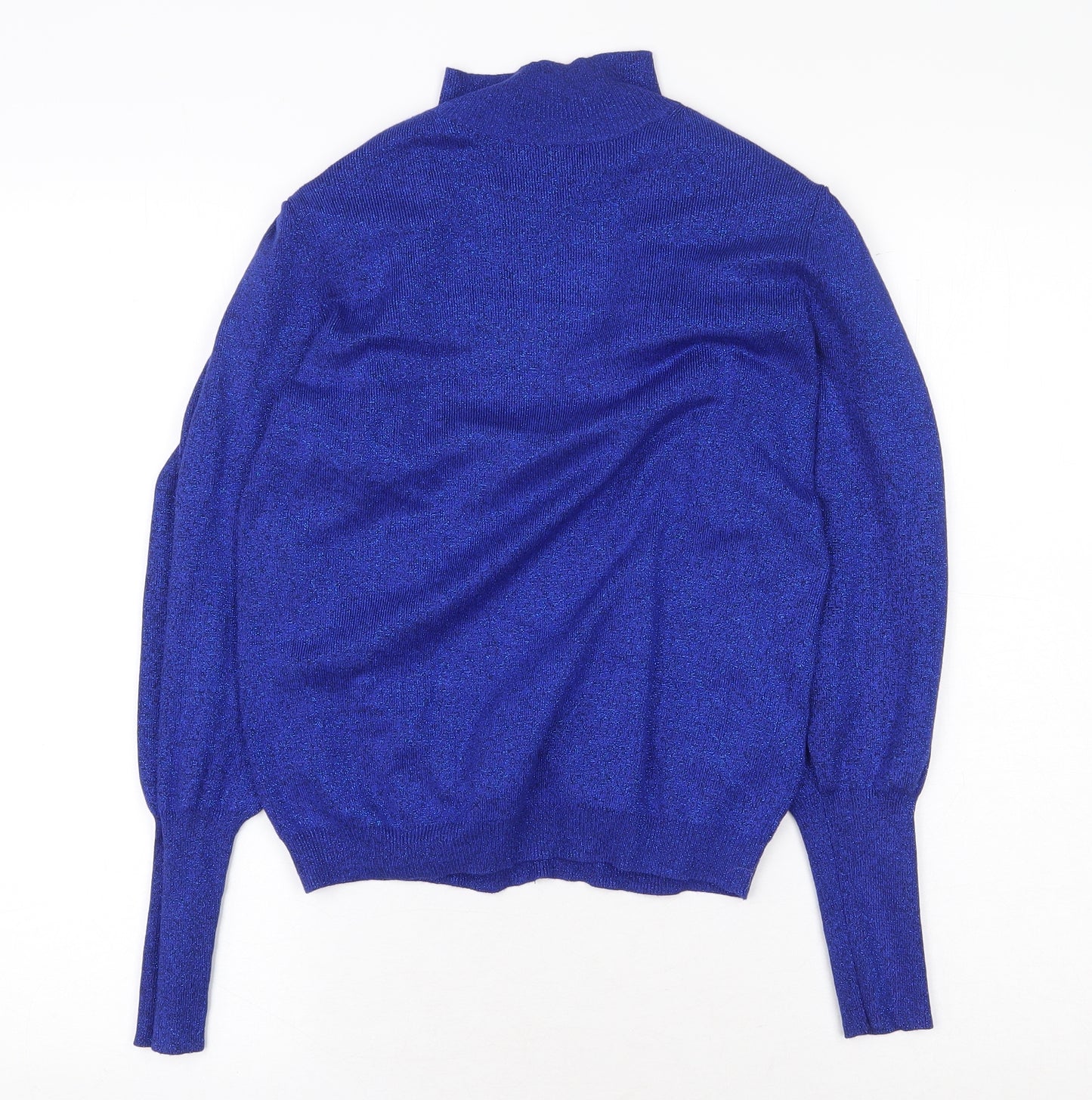 Marks and Spencer Womens Blue Roll Neck Viscose Pullover Jumper Size 10