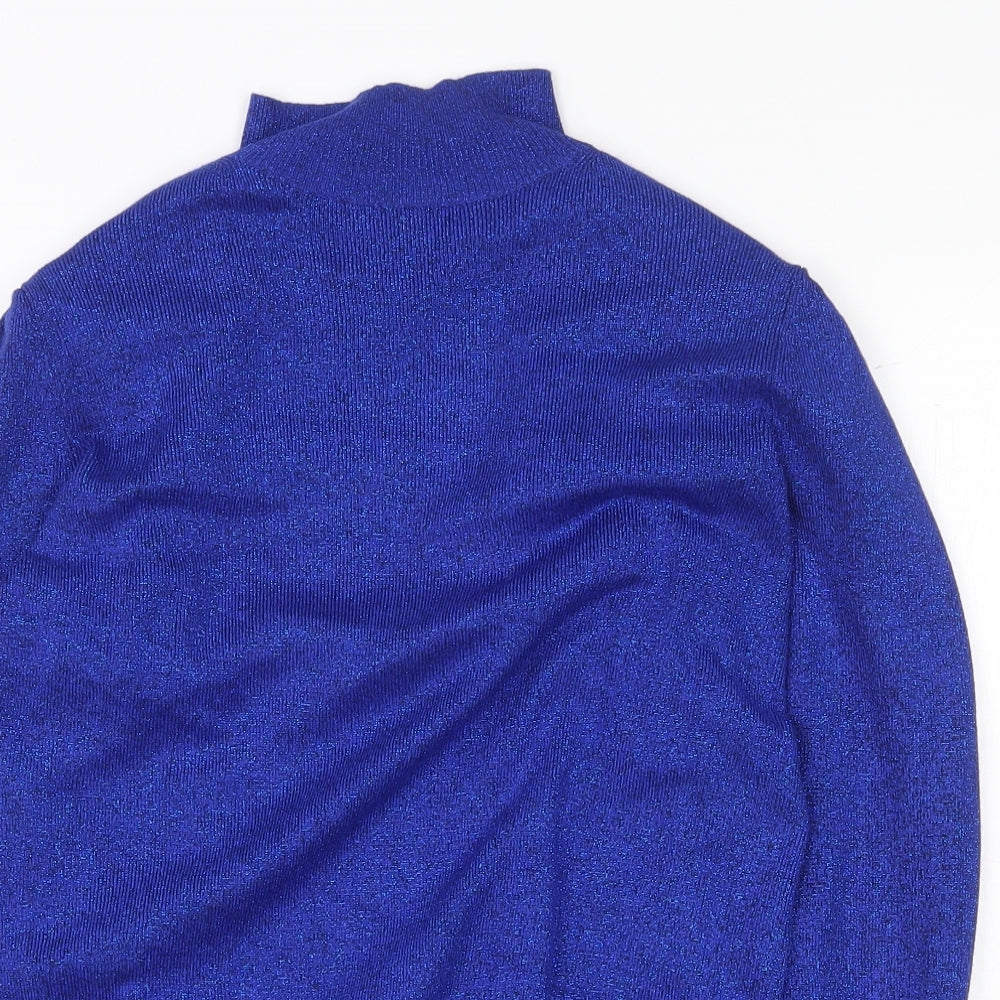 Marks and Spencer Womens Blue Roll Neck Viscose Pullover Jumper Size 10