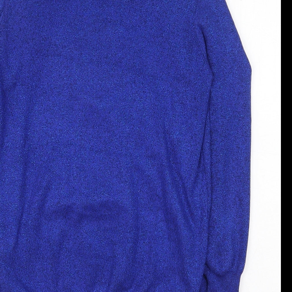 Marks and Spencer Womens Blue Roll Neck Viscose Pullover Jumper Size 10