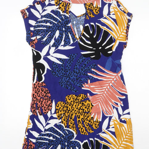 Papaya Womens Multicoloured Geometric Viscose Shift Size 10 V-Neck Pullover