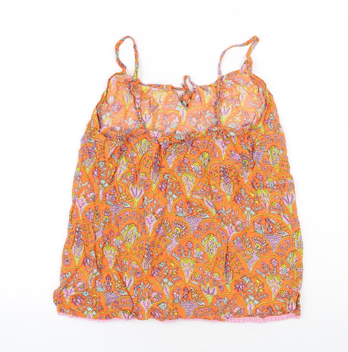 dusk Womens Orange Geometric Viscose Camisole Tank Size S Square Neck