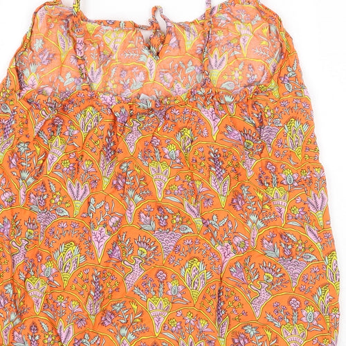 dusk Womens Orange Geometric Viscose Camisole Tank Size S Square Neck