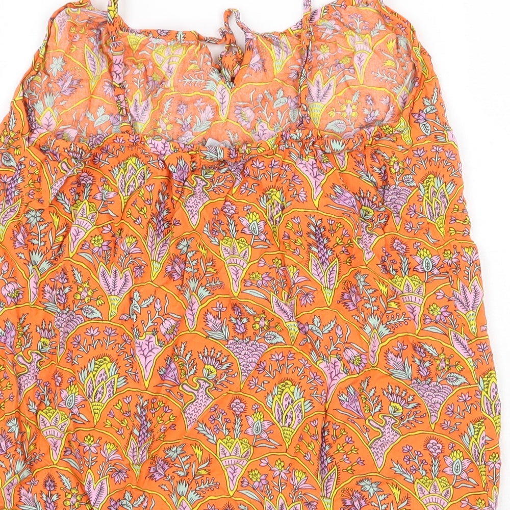 dusk Womens Orange Geometric Viscose Camisole Tank Size S Square Neck