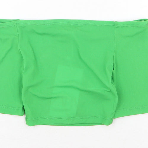 Zara Womens Green Polyester Cropped T-Shirt Size S Off the Shoulder