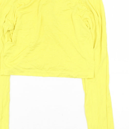 Ferry Body Womens Yellow Cotton Cropped T-Shirt Size M Round Neck