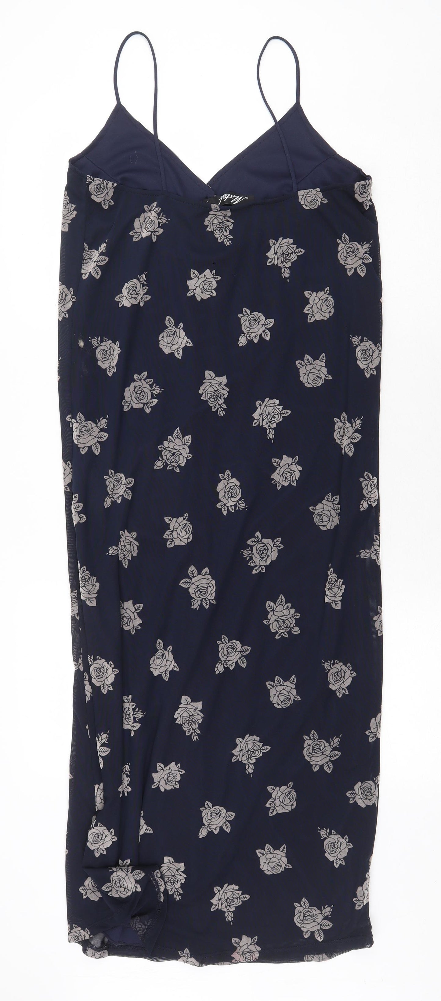 Motel Womens Blue Geometric Polyester Slip Dress Size S V-Neck Button