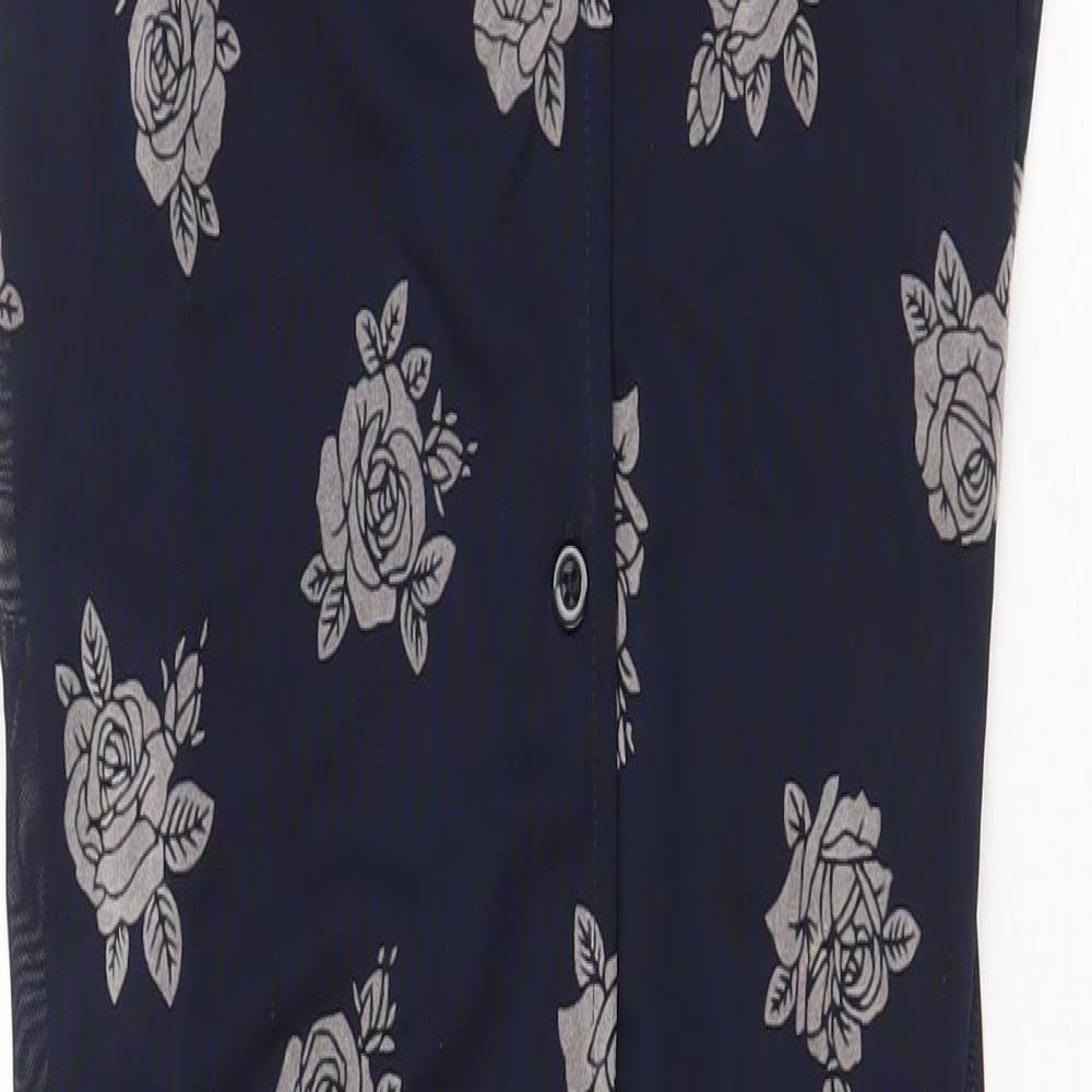 Motel Womens Blue Geometric Polyester Slip Dress Size S V-Neck Button