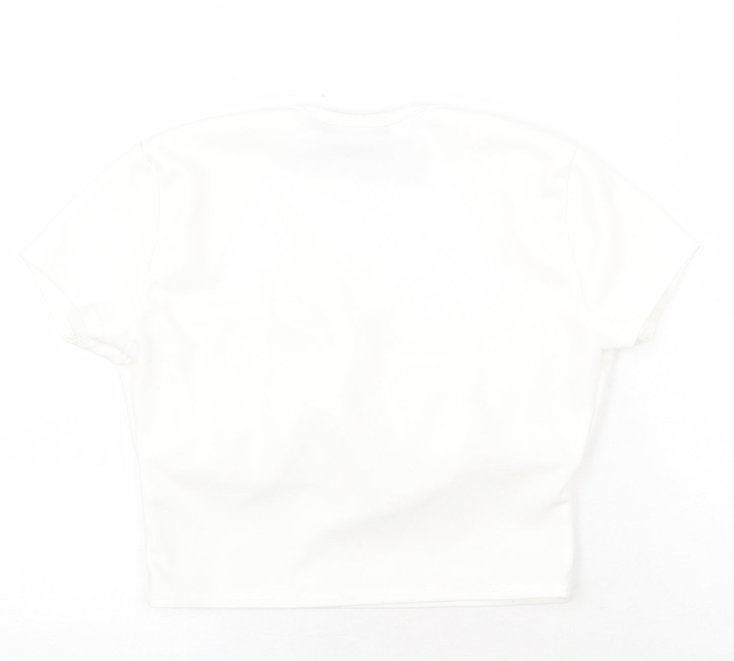 PRETTYLITTLETHING Womens White Polyester Cropped T-Shirt Size 8 Square Neck