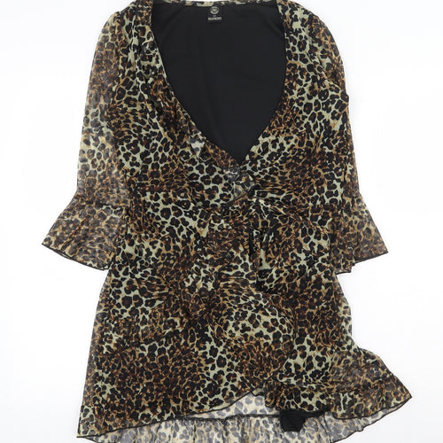 Urban Outfitters Womens Multicoloured Animal Print Polyester A-Line Size S Collared Tie - Leopard print