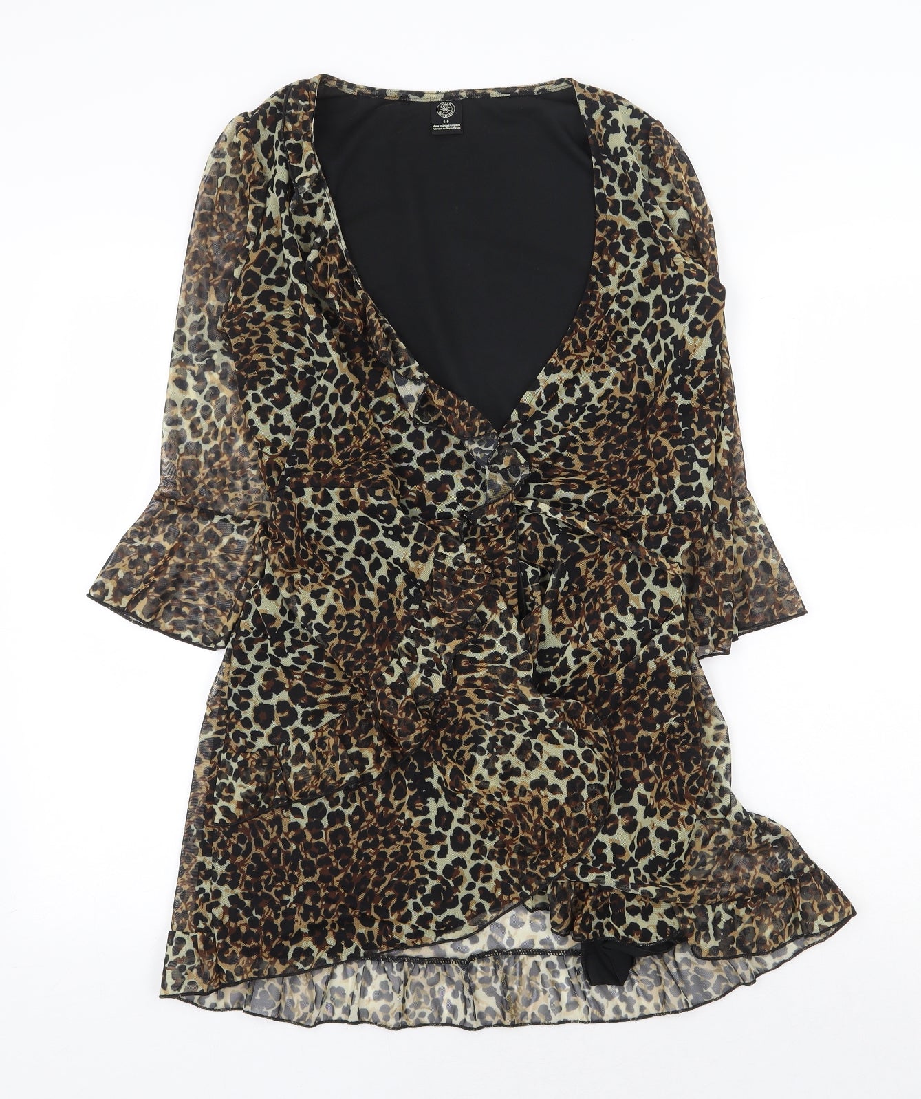 Urban Outfitters Womens Multicoloured Animal Print Polyester A-Line Size S Collared Tie - Leopard print