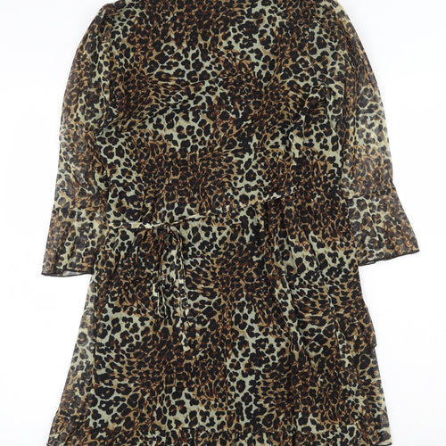 Urban Outfitters Womens Multicoloured Animal Print Polyester A-Line Size S Collared Tie - Leopard print
