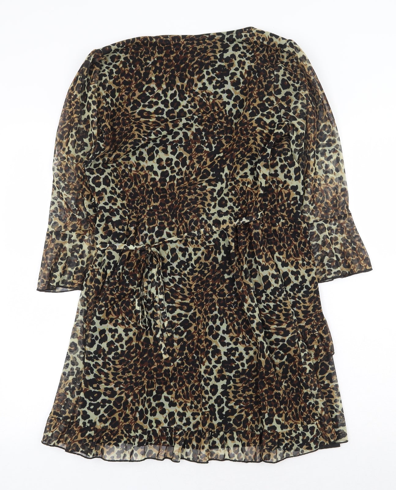 Urban Outfitters Womens Multicoloured Animal Print Polyester A-Line Size S Collared Tie - Leopard print