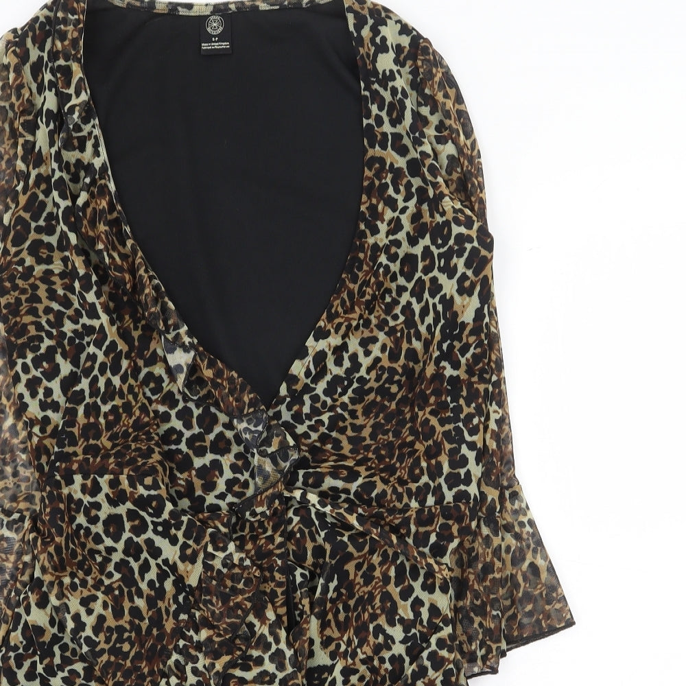 Urban Outfitters Womens Multicoloured Animal Print Polyester A-Line Size S Collared Tie - Leopard print