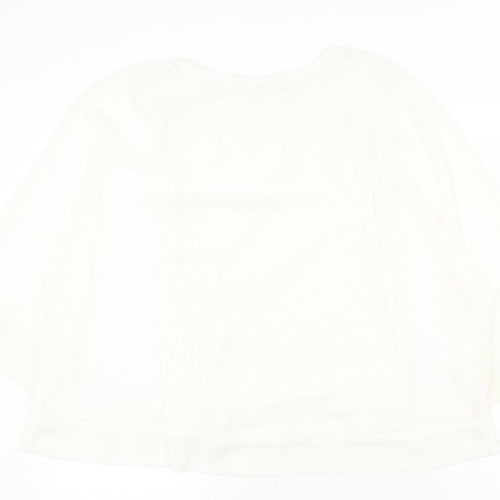 Zara Womens White Polyester Basic Blouse Size M Boat Neck