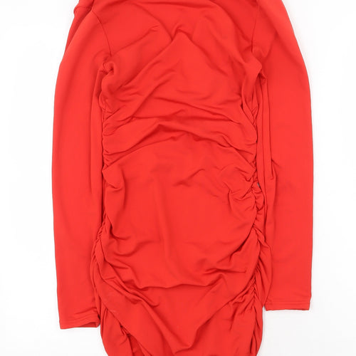 Preworn Womens Red Polyester Mini Size 6 V-Neck Pullover