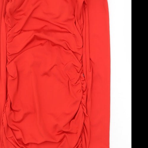 Preworn Womens Red Polyester Mini Size 6 V-Neck Pullover