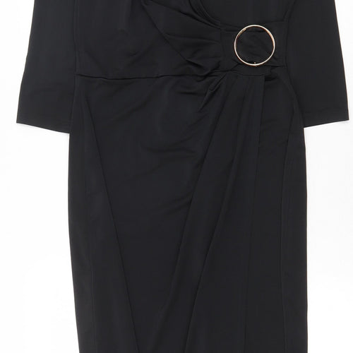 River Island Womens Black Polyester Sheath Size 8 Collared Pullover