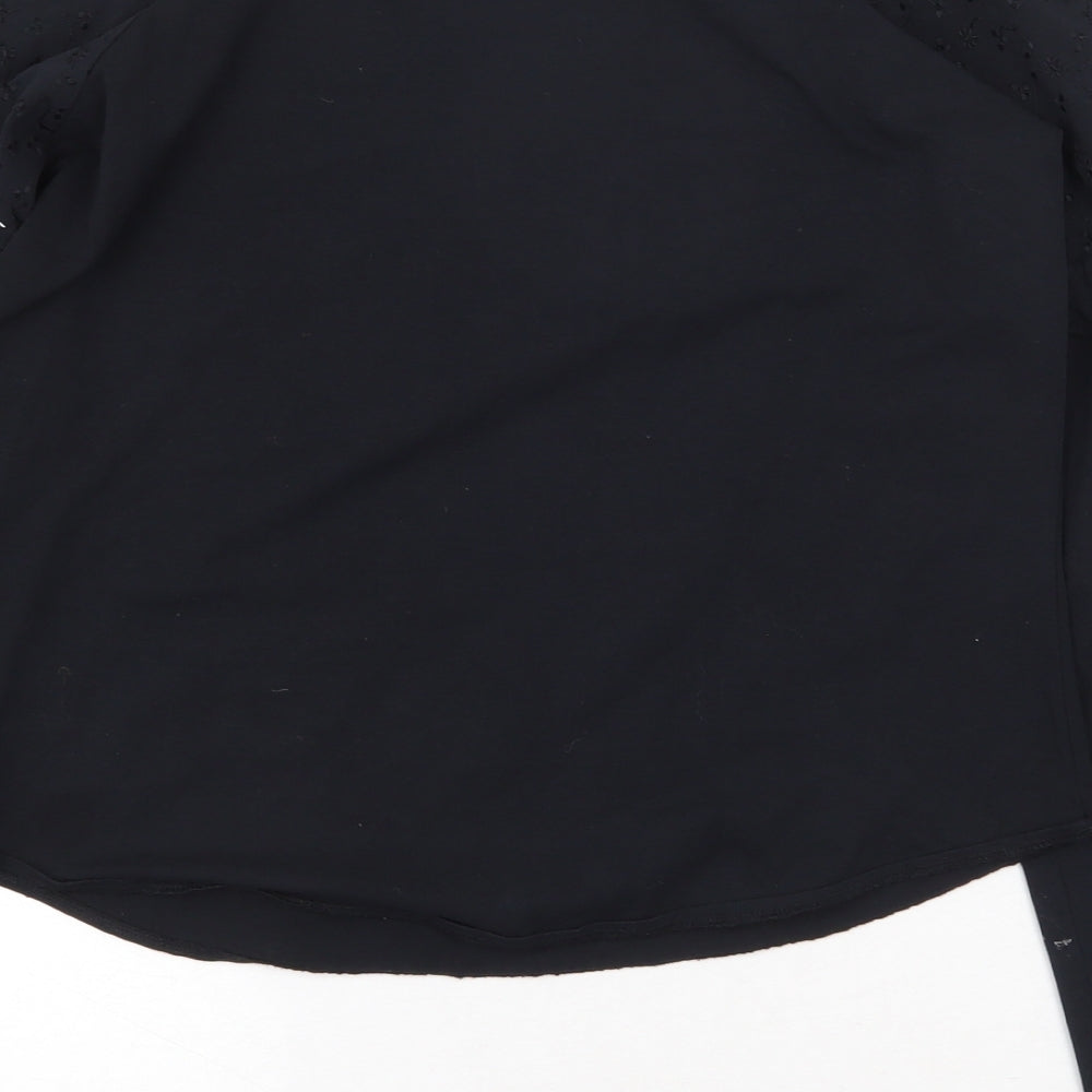 Per Una Womens Black Geometric Cotton Basic Blouse Size 16 V-Neck