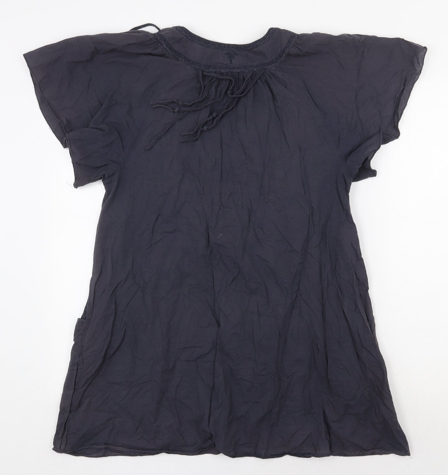 TU Womens Black Cotton Tunic T-Shirt Size 10 V-Neck