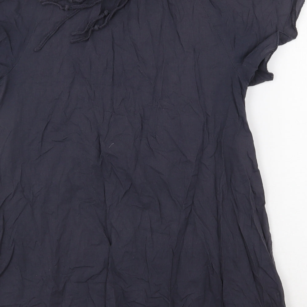 TU Womens Black Cotton Tunic T-Shirt Size 10 V-Neck