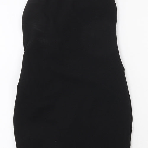 PRETTYLITTLETHING Womens Black Polyester Bodycon Size 6 Square Neck Tie