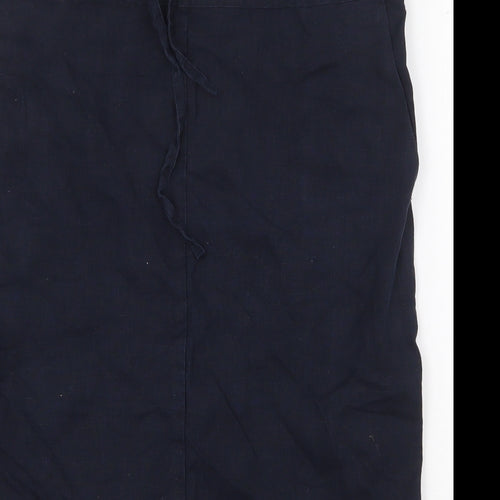 Jaeger Womens Blue Linen A-Line Skirt Size 8 Drawstring