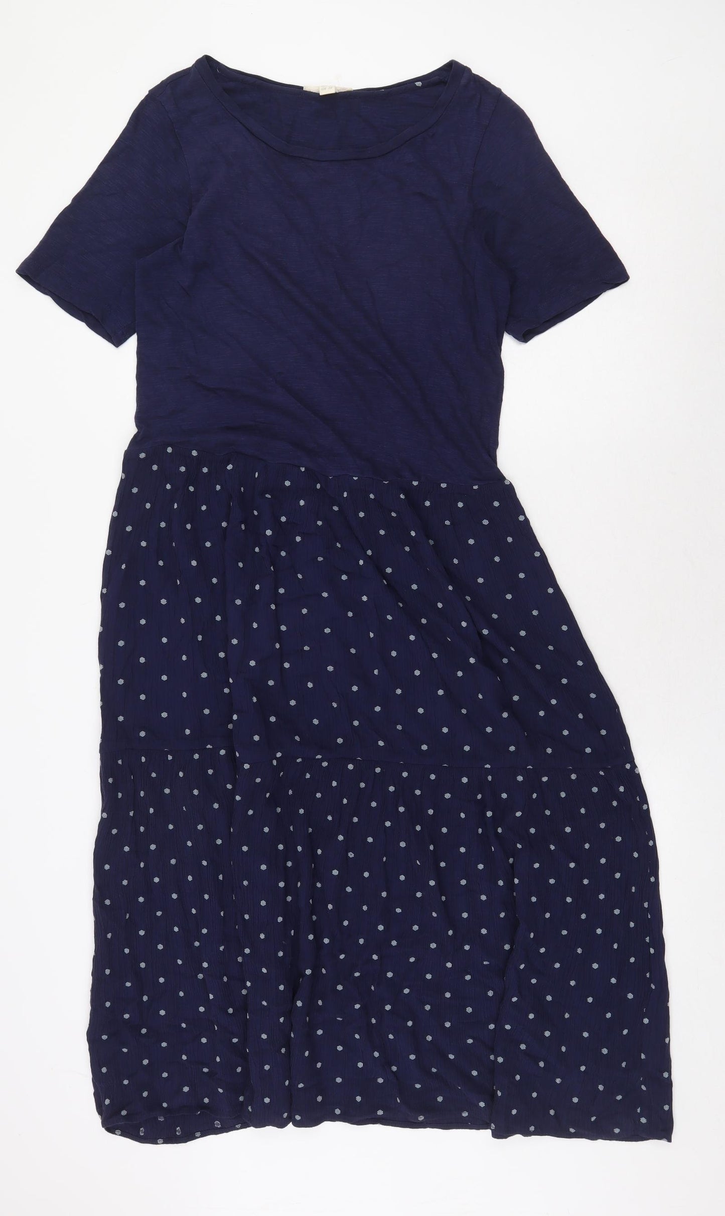 White Stuff Womens Blue Geometric Viscose T-Shirt Dress Size 10 Boat Neck Pullover