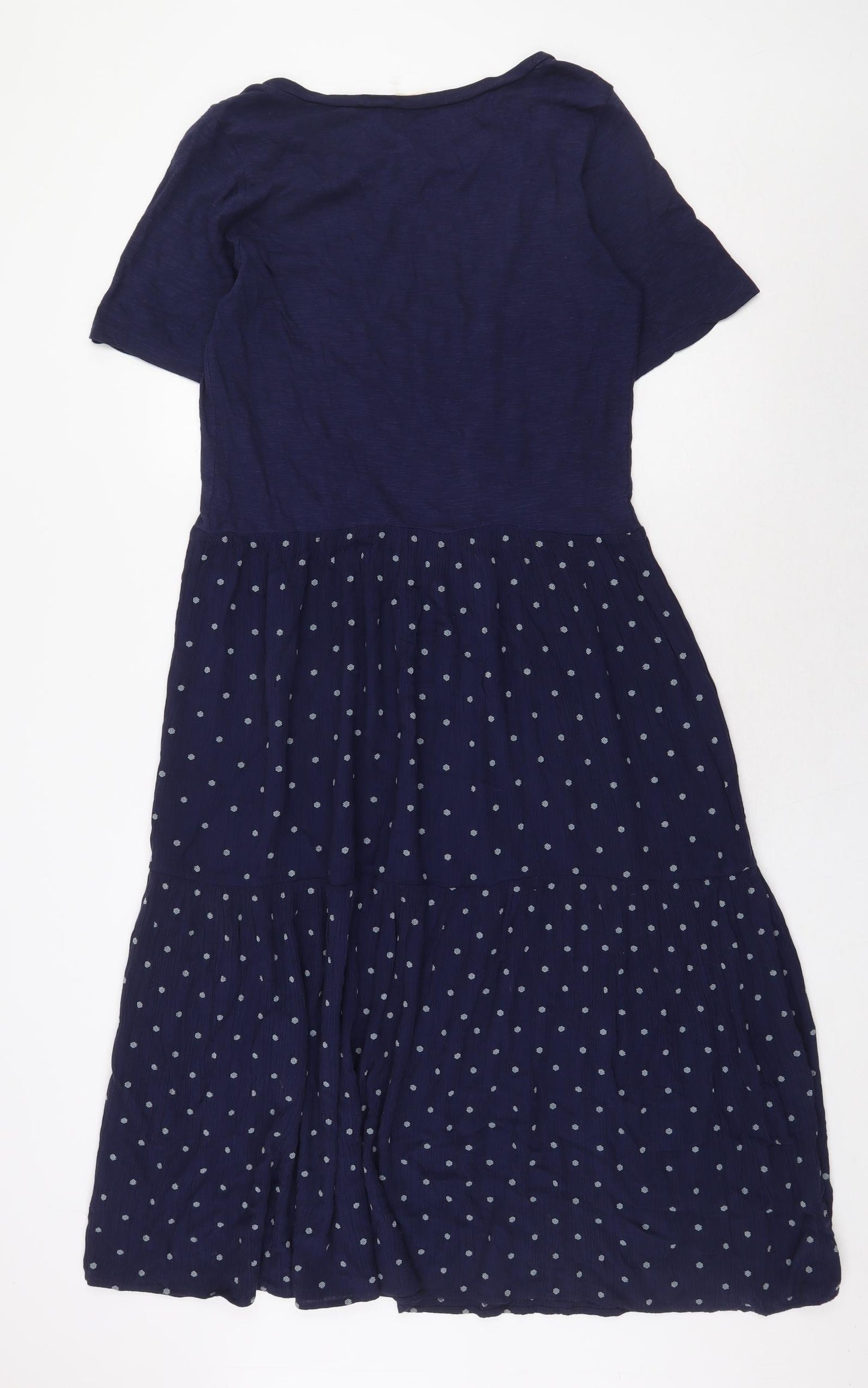 White Stuff Womens Blue Geometric Viscose T-Shirt Dress Size 10 Boat Neck Pullover