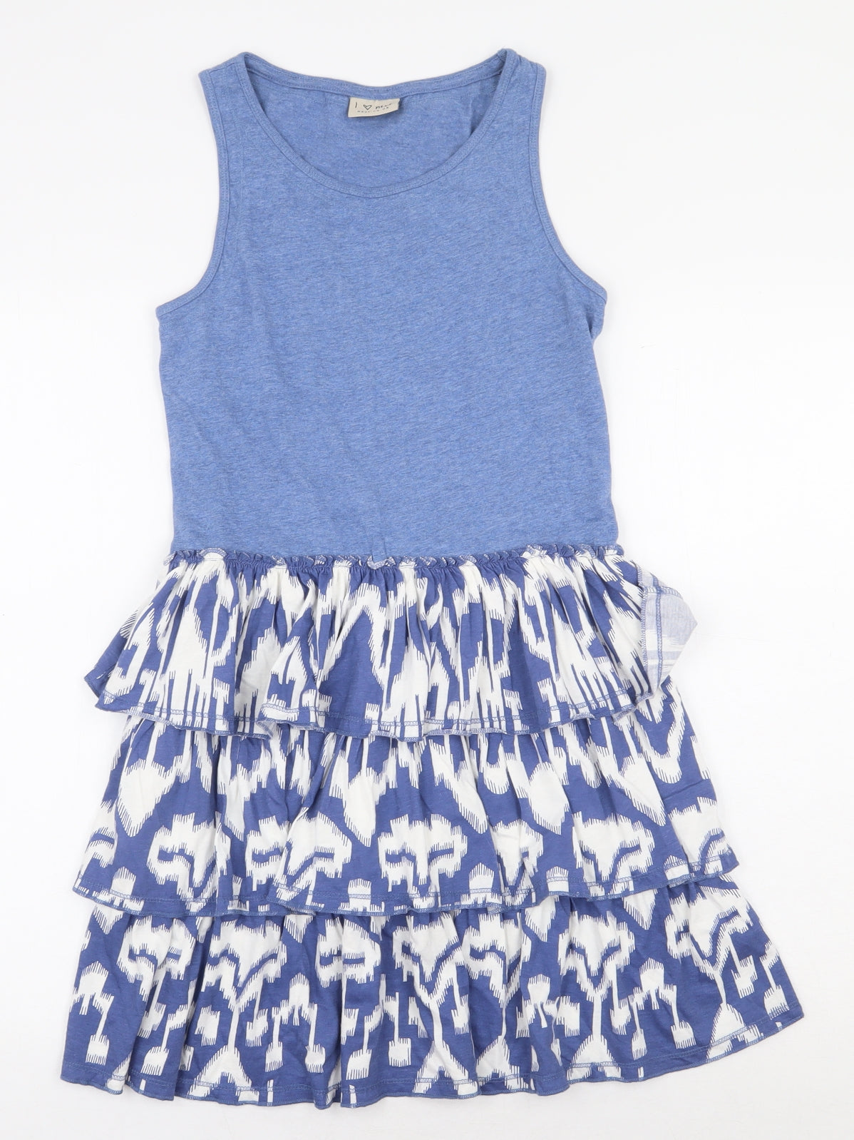 NEXT Girls Blue 100% Cotton Fit & Flare Size 12 Years Scoop Neck Pullover