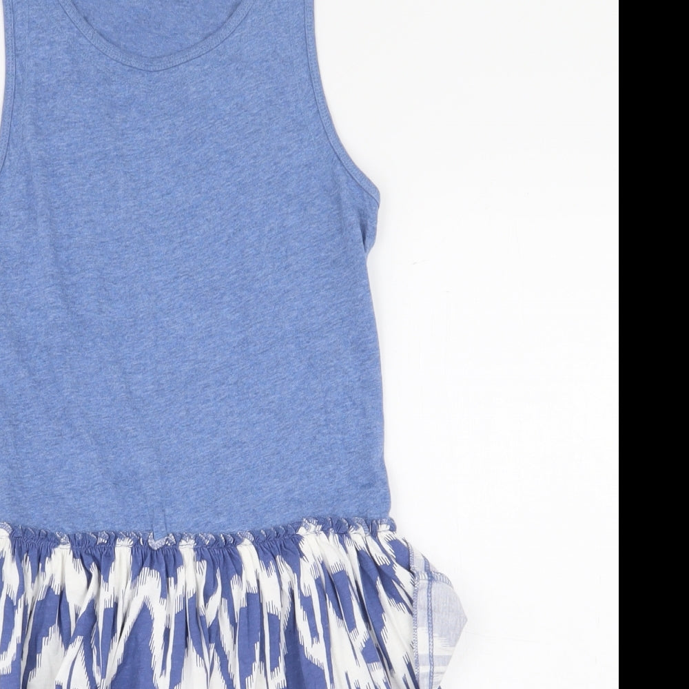 NEXT Girls Blue 100% Cotton Fit & Flare Size 12 Years Scoop Neck Pullover