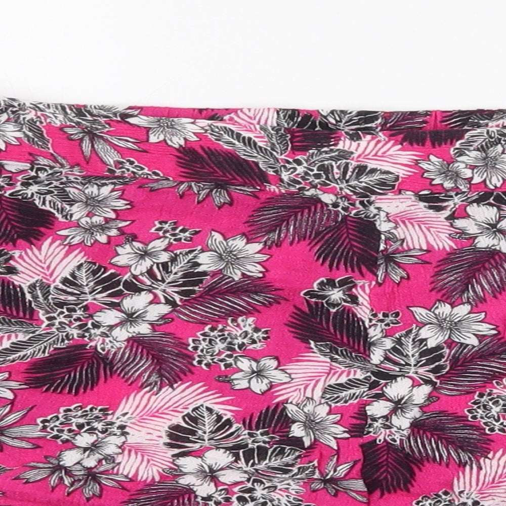 Peacocks Womens Pink Floral Viscose Bermuda Shorts Size 10 Regular Pull On