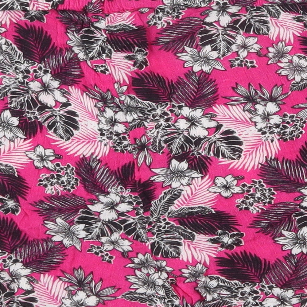 Peacocks Womens Pink Floral Viscose Bermuda Shorts Size 10 Regular Pull On