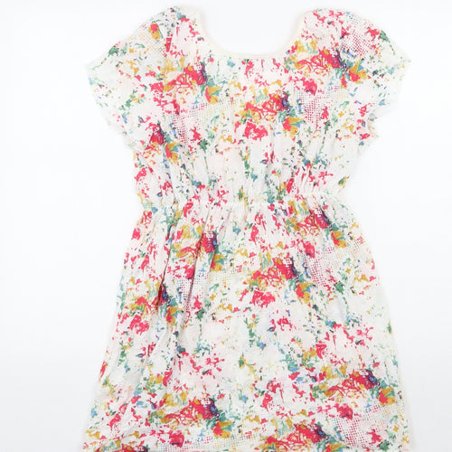 Per Una Womens Multicoloured Geometric Polyester Basic Blouse Size 12 Scoop Neck - Flower Detail