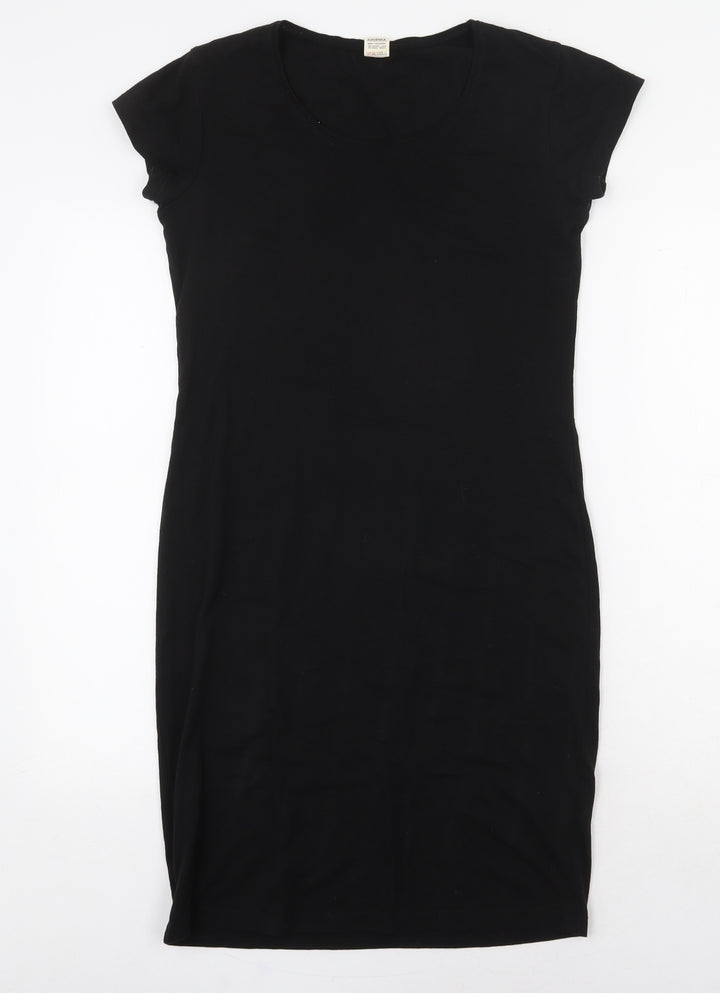 Moraj Collection Womens Black Cotton T-Shirt Dress Size S Round Neck Pullover