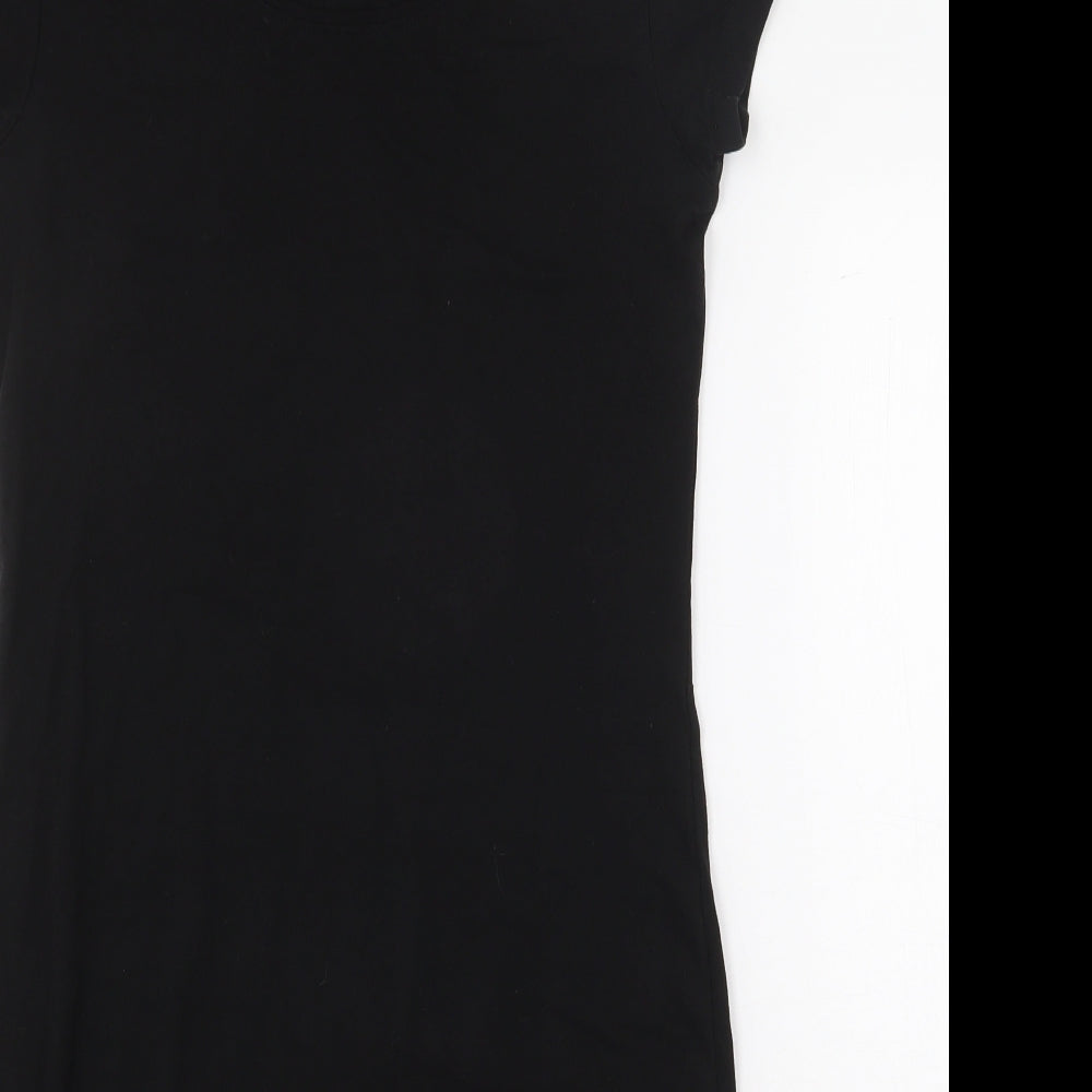 Moraj Collection Womens Black Cotton T-Shirt Dress Size S Round Neck Pullover