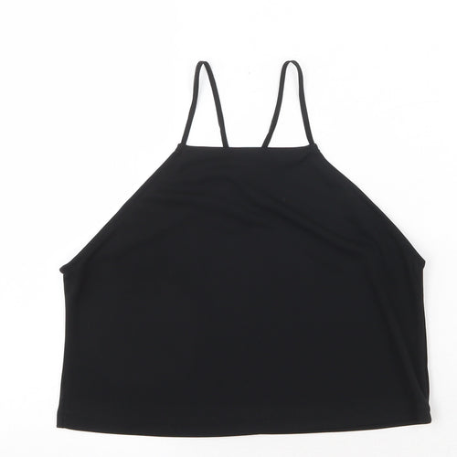 Missguided Womens Black Polyester Basic Tank Size 6 Square Neck