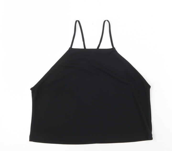 Missguided Womens Black Polyester Basic Tank Size 6 Square Neck