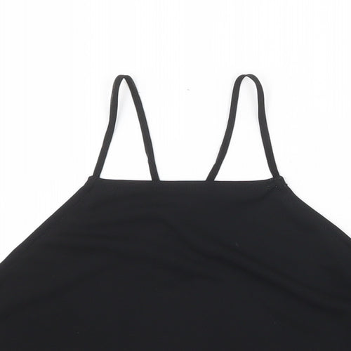 Missguided Womens Black Polyester Basic Tank Size 6 Square Neck