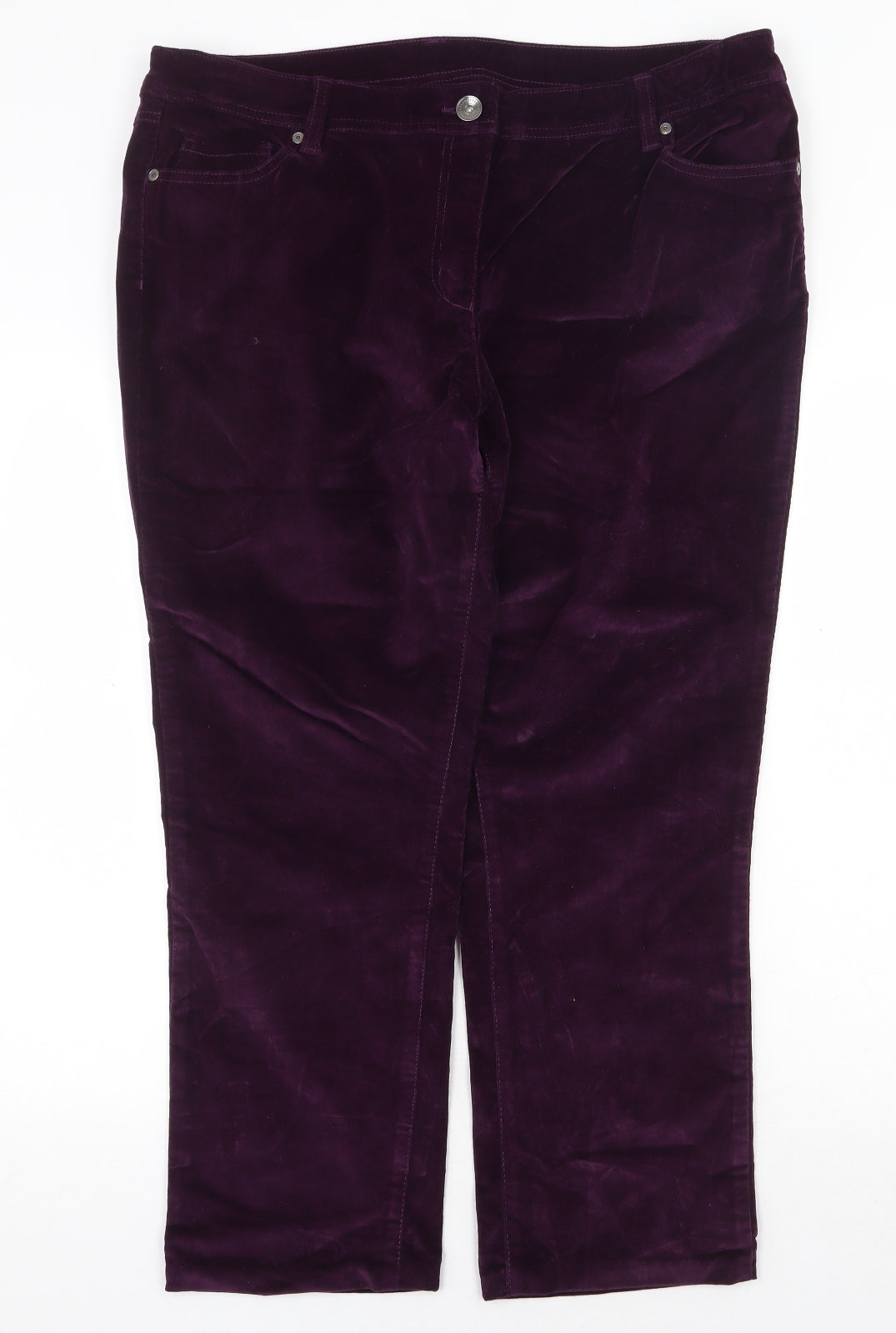 Debenhams Womens Purple Cotton Trousers Size 18 Regular Zip