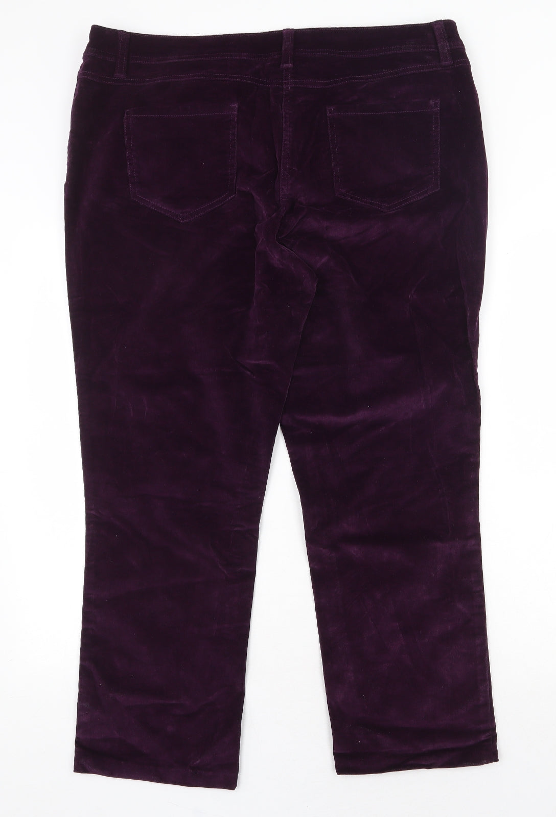 Debenhams Womens Purple Cotton Trousers Size 18 Regular Zip