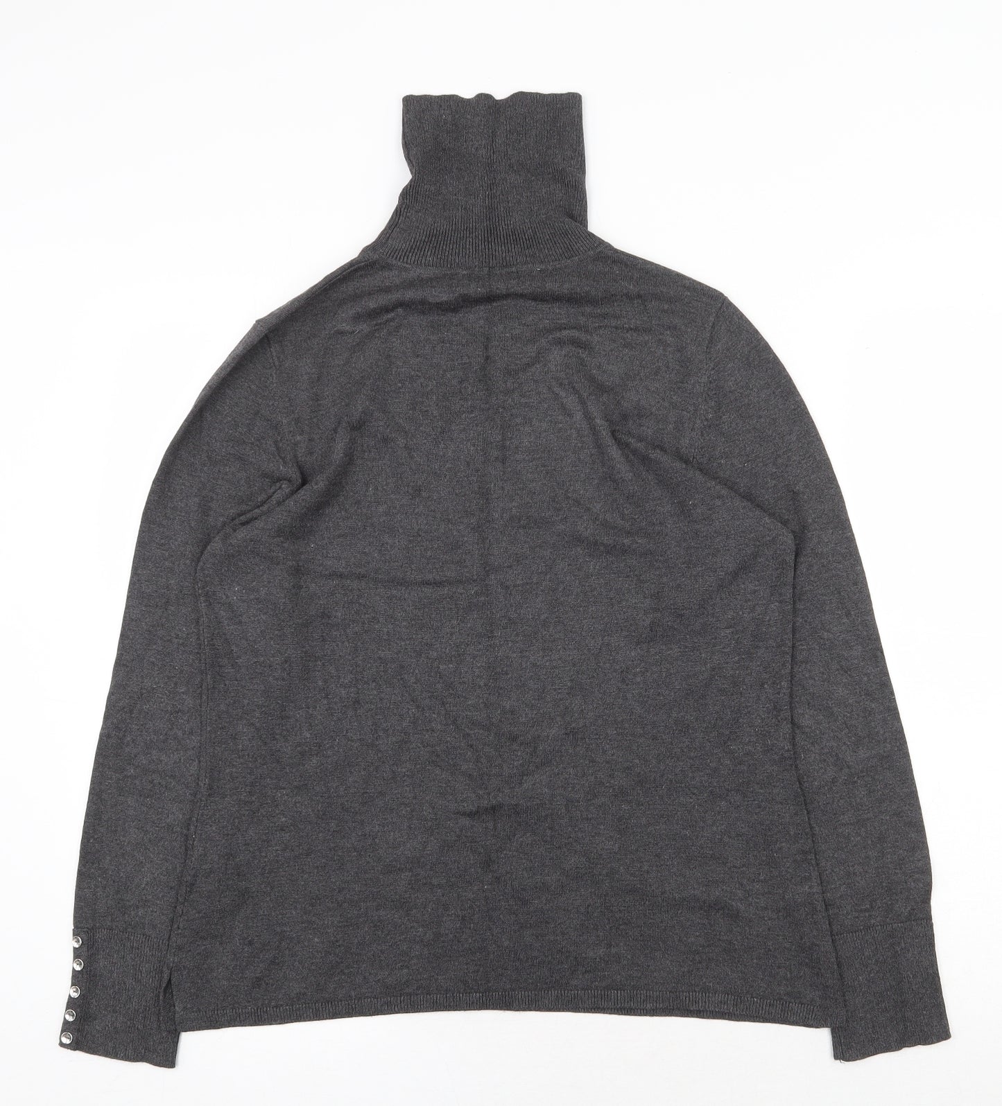 M&Co Womens Grey Roll Neck Viscose Pullover Jumper Size 14