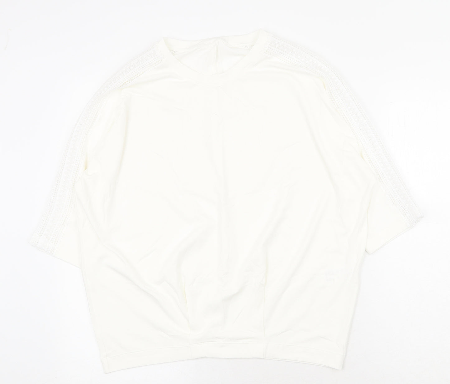 Daisy Nieper Womens White Viscose Basic T-Shirt Size 14 Round Neck