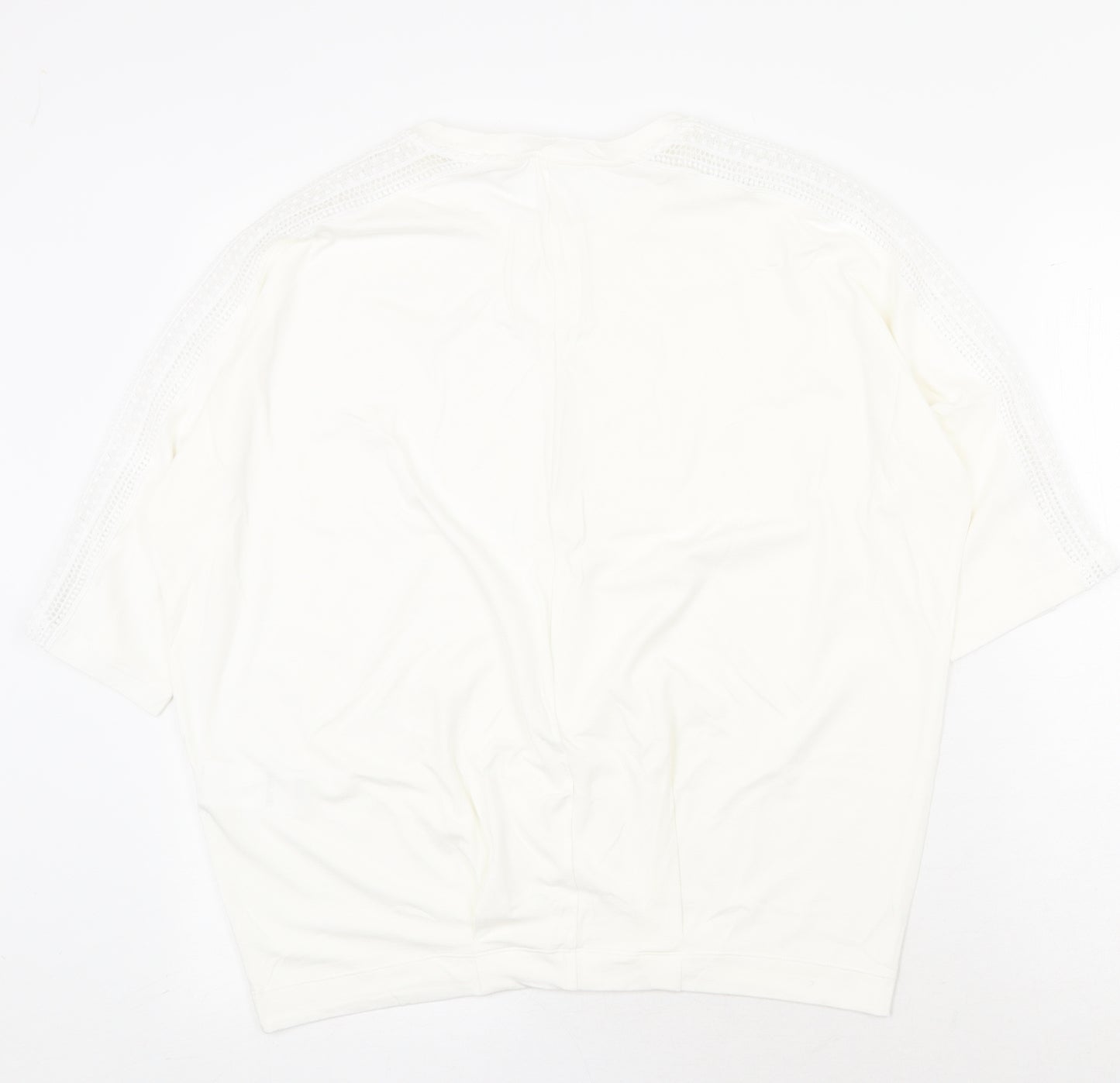 Daisy Nieper Womens White Viscose Basic T-Shirt Size 14 Round Neck