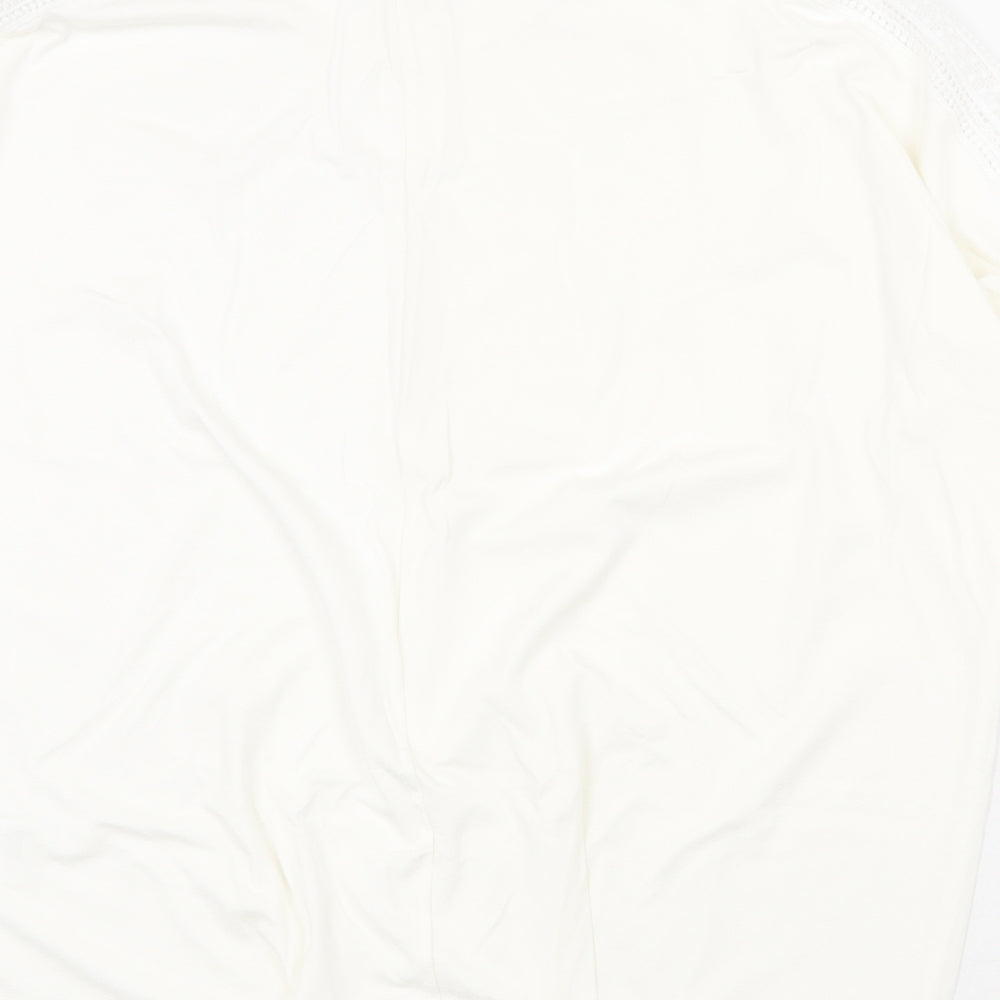 Daisy Nieper Womens White Viscose Basic T-Shirt Size 14 Round Neck