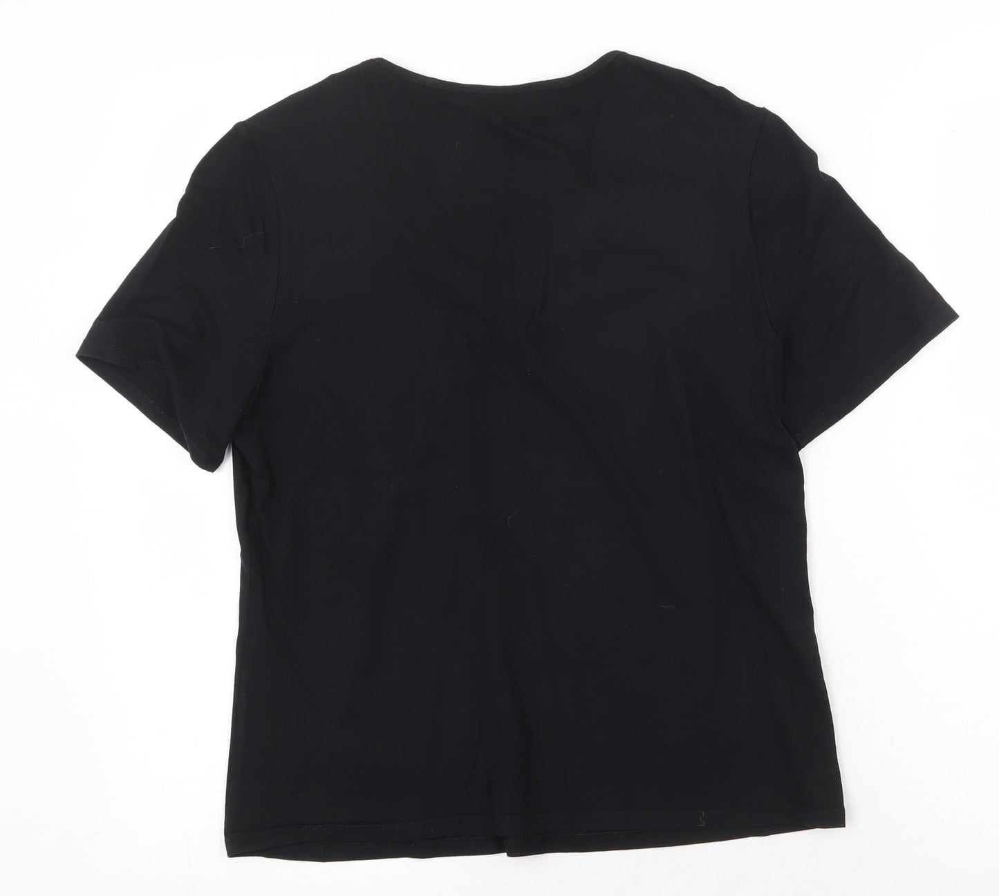 GG Womens Black Viscose Basic T-Shirt Size M V-Neck