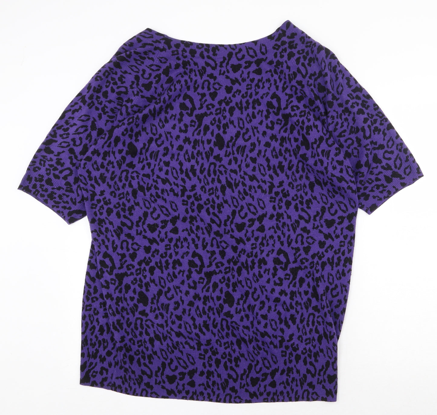 Ede & Ravenscroft Womens Purple Round Neck Animal Print Acrylic Tunic Jumper Size 22