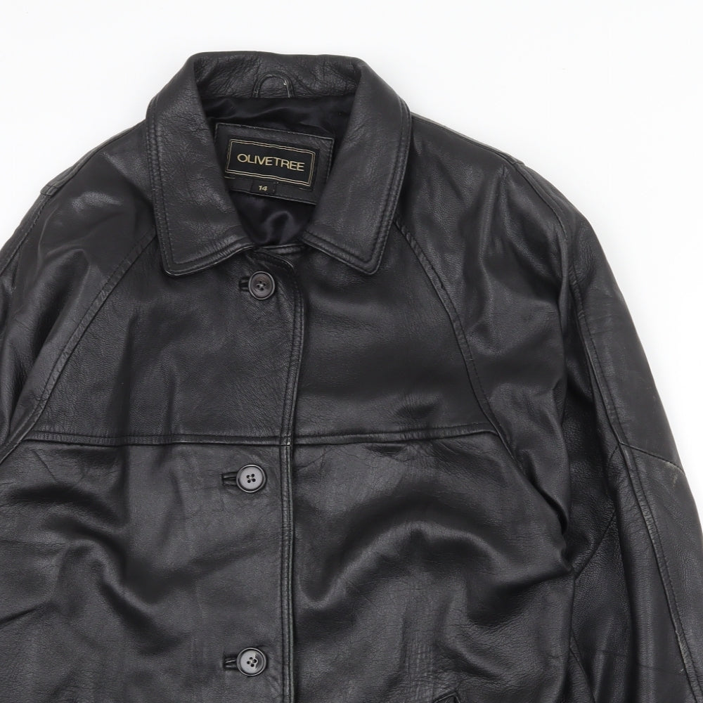 Olive Tree Womens Black Biker Jacket Size 14 Button