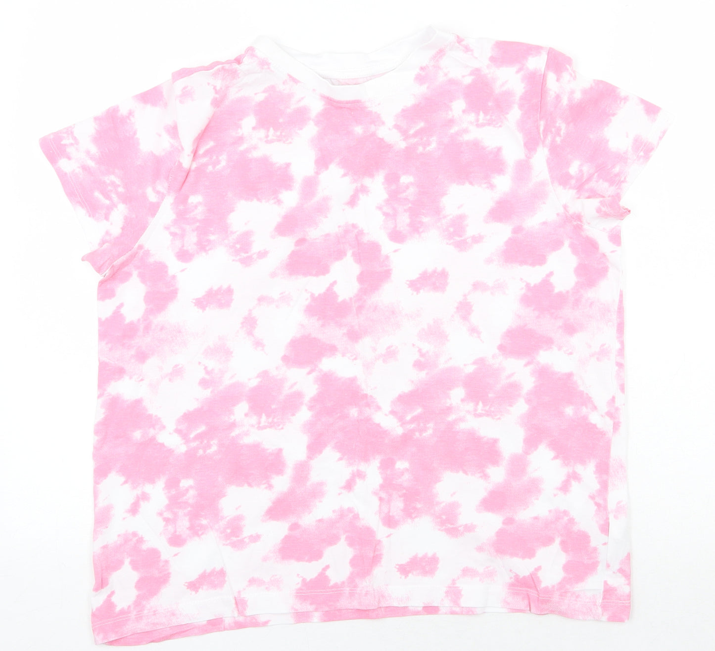 Primark Womens Pink Geometric Polyester Basic T-Shirt Size M Round Neck - Tie Dye