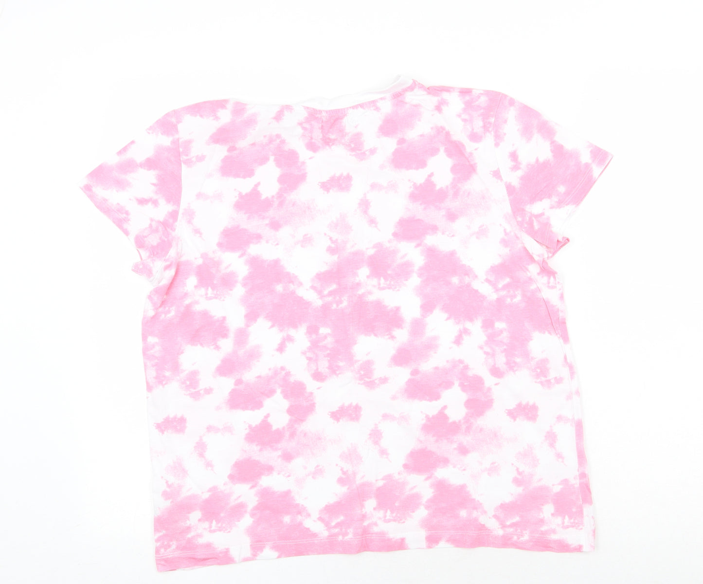 Primark Womens Pink Geometric Polyester Basic T-Shirt Size M Round Neck - Tie Dye