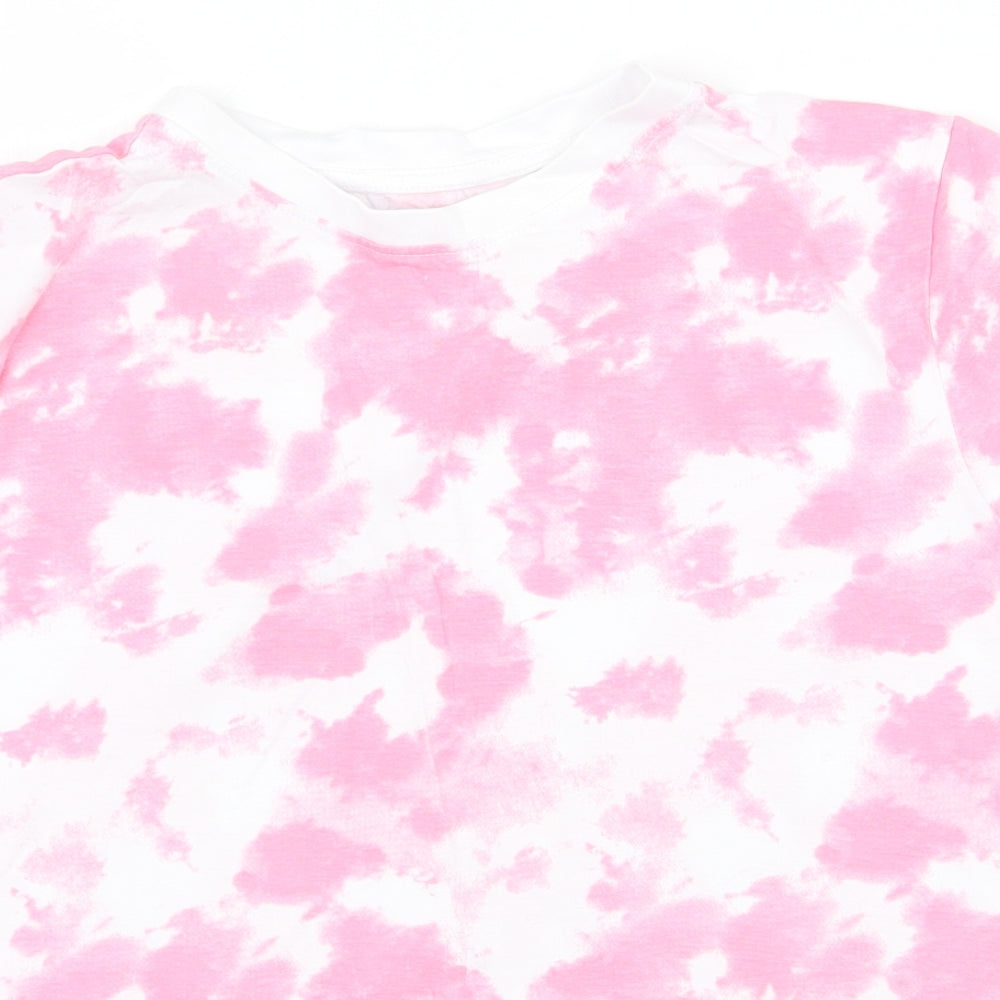 Primark Womens Pink Geometric Polyester Basic T-Shirt Size M Round Neck - Tie Dye